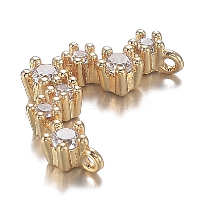 Brass Micro Clear Cubic Zirconia Pendants ZIRC-F120-019G-11-1