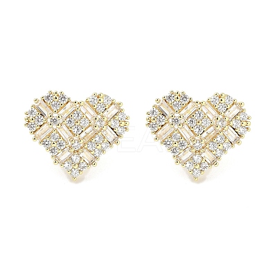 Rack Plating Brass Micro Pave Clear Cubic Zirconia Stud Earrings EJEW-M260-12G-1
