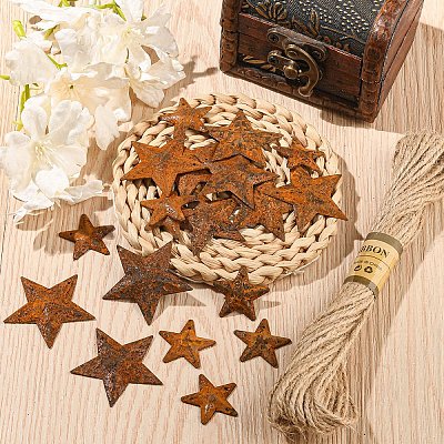 DIY Star Rust Iron & Jute Cord Pendant Decoration Making Kits DIY-YW0010-27-1