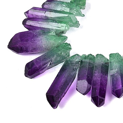 Two Tone Spray Painted Natural Quartz Crystal Points Beads Strands G-Q610-03F-1