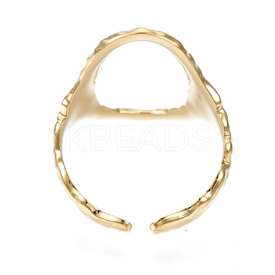 304 Stainless Steel Oval Open Cuff Ring RJEW-T023-91G-1
