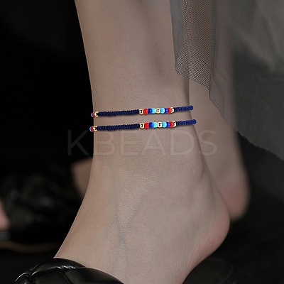 4Pcs 4 Style Glass Seed Braided Bead Bracelets and Anklets Set SJEW-SW00003-02-1