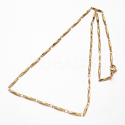 304 Stainless Steel Bar Link Chains Necklaces NJEW-O066-17-1