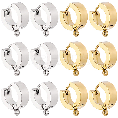 16Pcs 2 Colors 304 Stainless Steel Huggie Hoop Earrings Findings STAS-BBC0009-68B-1