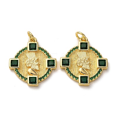 Brass Pave Cubic Zirconia Pendants KK-A271-06G-1