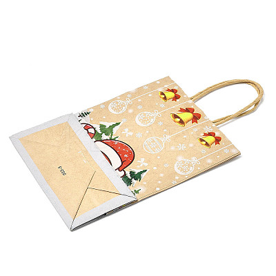 Christmas Theme Printed Paper Tote Bags with Handles ABAG-B008-03-1