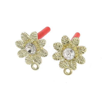 Rack Plating Golden Alloy with Rhinestone Stud Earring Findings EJEW-B036-02G-07-1