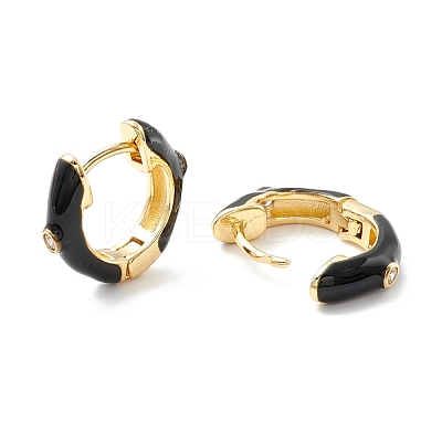 Clear Cubic Zirconia Chunky Hinged Hoop Earrings with Enamel EJEW-P196-20G-03-1
