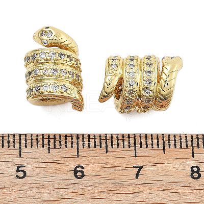 Brass Micro Pave Cubic Zirconia European Beads KK-Q006-49G-1