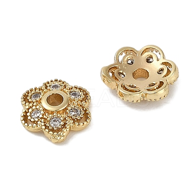 Brass Micro Pave Clear Cubic Zirconia Bead Caps KK-I719-13B-G-1