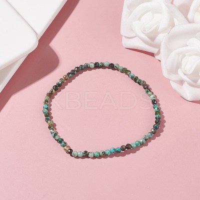3mm Natural African Turquoise(Jasper) Beads Stretch Bracelet for Girl Women BJEW-JB07284-05-1
