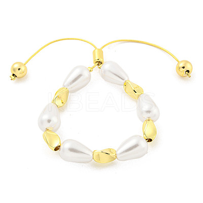 Teardrop ABS Imitation Pearl Slider Bracelets BJEW-P322-12G-1