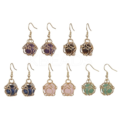 Natural Mixed Gemstone Dangle Earrings EJEW-JE05659-01-1