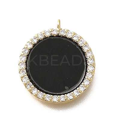 Brass Micro Pave Cubic Zirconia and Acrylic Charms KK-Q035-02G-1