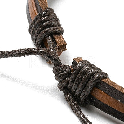 6Pcs 6 Style Adjustable Braided Imitation Leather Cord Bracelet Set BJEW-F458-09-1