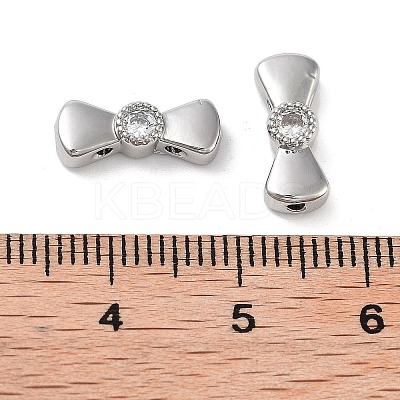 Brass Pave Clear Cubic Zirconia Bowknot Multi-Strand Links KK-B102-37A-01P-1
