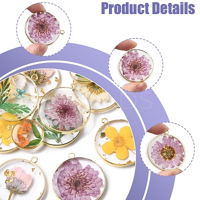 12Pcs 6 Styles Transparent Clear Epoxy Resin Pendants RESI-FS0001-88B-1