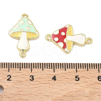 Autumn Brass Enamel Mushroom Links Connector Charms KK-K417-03B-G-1