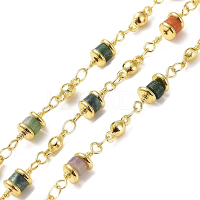 Natural Indian Agate Column Link Chains CHC-K014-07G-01-1