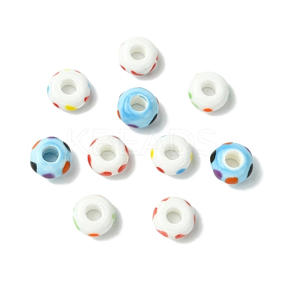 20Pcs 4 Colors Handmade Printed Porcelain European Beads PORC-CJ0001-31-1