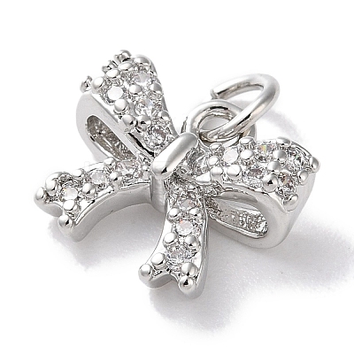 Rack Plating Brass Micro Pave Clear Cubic Zirconia Pendants KK-Z039-11P-1