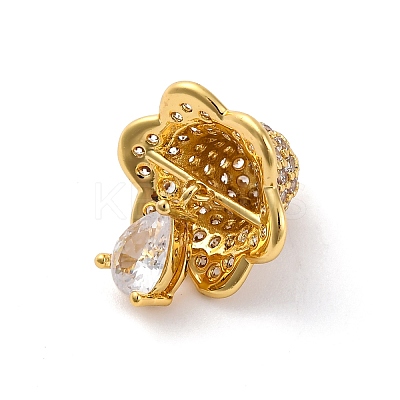 Rack Plating Brass with Cubic Zirconia Pendants KK-Q010-04G-1