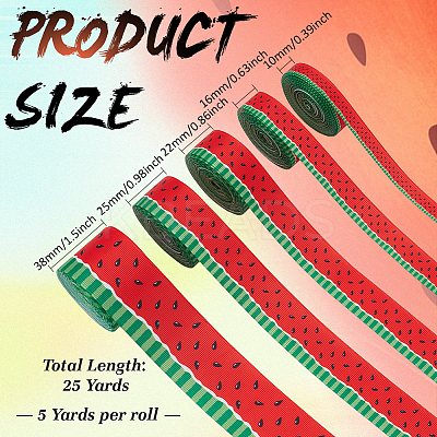 5Rolls 5 Styles Polyester Grosgrain Ribbon OCOR-MA0002-02-1