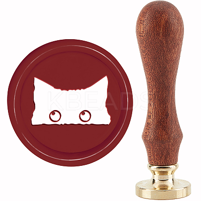 Brass Wax Seal Stamp with Handle AJEW-WH0184-0861-1