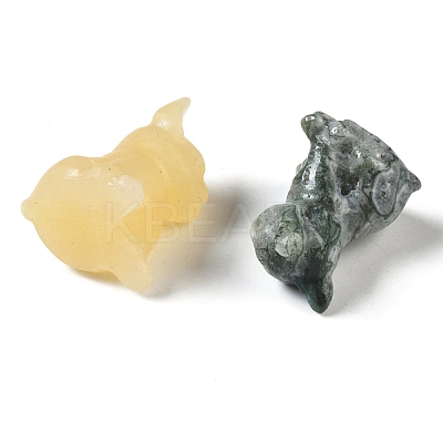 Natural & Synthetic Mixed Gemstone Carved Dog Figurines DJEW-M015-10-1