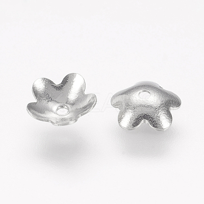 Tarnish Resistant 304 Stainless Steel 5-Petal Flower Bead Caps STAS-J011-02-1