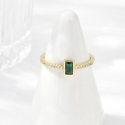 Brass Micro Pave Cubic Zirconia Cuff Rings RJEW-S400-16B-G-1