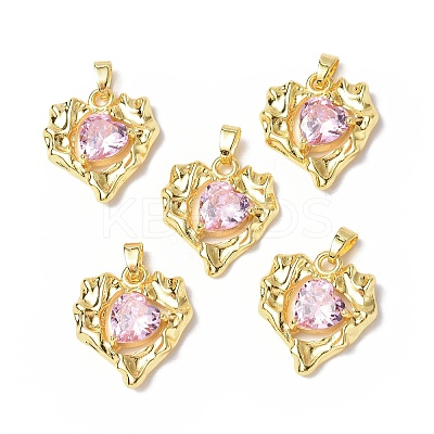 Brass Micro Pave Cubic Zirconia Pendants KK-P223-51G-01-1