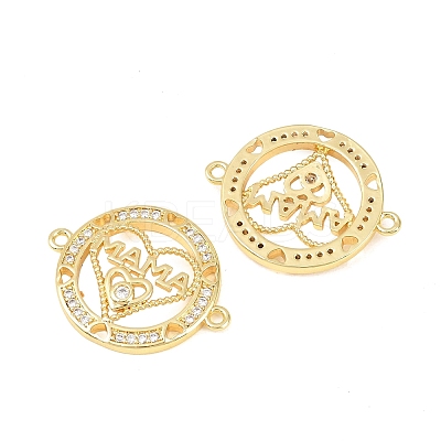 Mother's Day Brass Micro Pave Clear Cubic Zirconia Word Mama Connector Charms KK-F931-17B-G-1