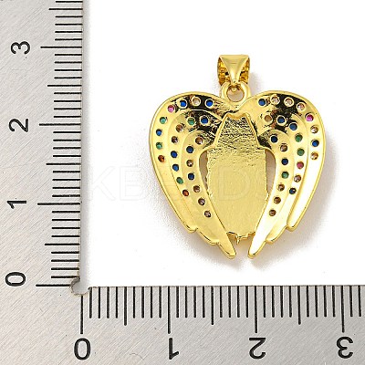 Virgin Mary Theme Rack Plating Brass Micro Pave Cubic Zirconia Pendants KK-C074-23G-04-1