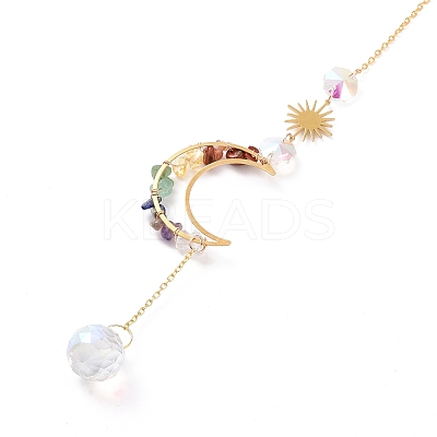 Teardrop & Moon & Sun Glass Hanging Suncatchers HJEW-I011-05G-1