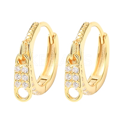 Zipper 925 Sterling Silver Micro Pave Clear Cubic Zirconia Hoop Earrings EJEW-K317-01G-1