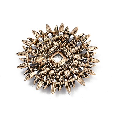 Sunflower Alloy Rhinestone Brooches for Backpack Clothes JEWB-M070-03AG-1
