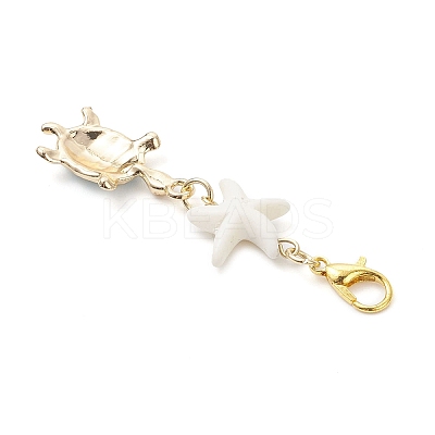 Alloy Enamel Turtle Pendant Decoration HJEW-JM04356-1