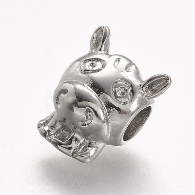 Tarnish Resistant 304 Stainless Steel European Beads STAS-F057-01-1