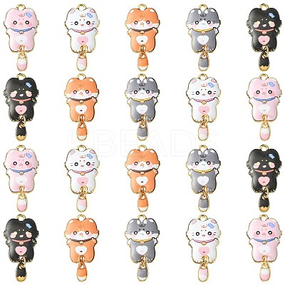 40Pcs 5 Style Alloy Printed Pendants FIND-CJ0001-27-1