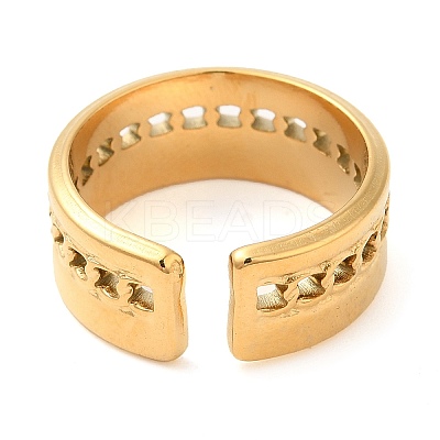 304 Stainless Steel Hollow Open Cuff Rings for Women STAS-D085-38G-1