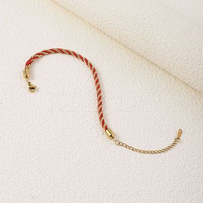 Twisted Nylon Cord Bracelets for Women BJEW-V007-01G-05-1