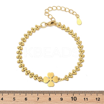 304 Stainless Steel Clover Link Bracelets BJEW-V003-01G-1