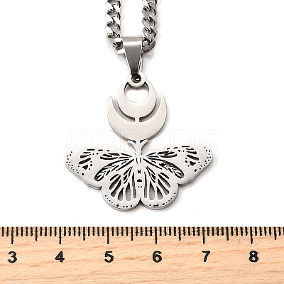 Hollow Butterfly 201 Stainless Steel Pendant Necklaces for Women NJEW-M105-08P-1
