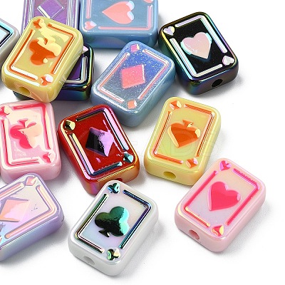 14Pcs 7 Colors UV Plating Rainbow Iridescent Acrylic Enamel Beads SACR-YW0005-06-1