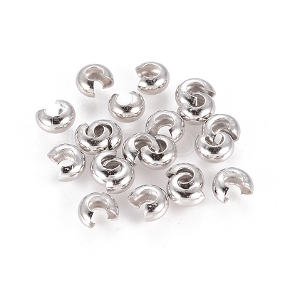 Platinum Color Brass Crimp End Beads Covers for Jewelry Making X-KK-H290-NFN-NF-1