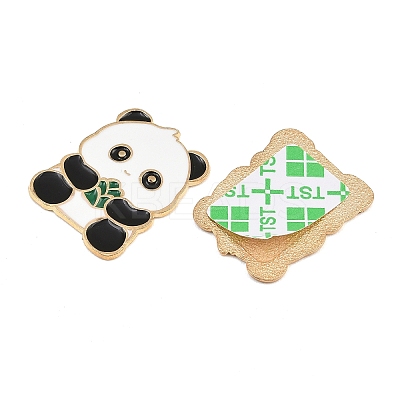 Panda with Bamboo Alloy Enamel Cabochons AL-CBA1A6F-06KCG-A-1