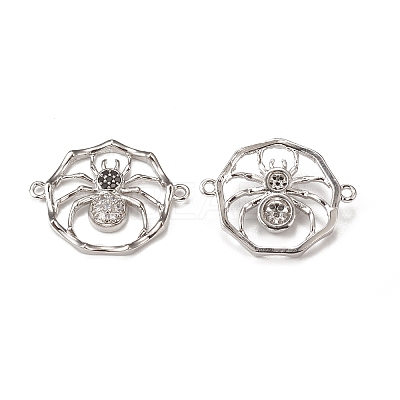Halloween Brass Pave Clear & Black Cubic Zirconia Connector Charms LS-KK-E068-VB060-1