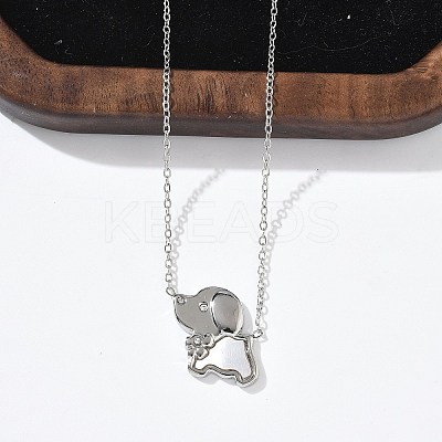 304 Stainless Steel White Enamel & Crystal Rhinestone Dog Pendant Necklaces for Women NJEW-M101-03P-1