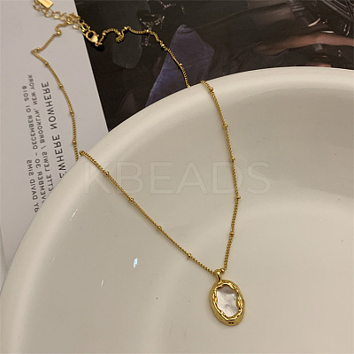 304 Stainless Steel Pave Natural Shell Pendant Necklaces FS-WGEBDE2-02-1